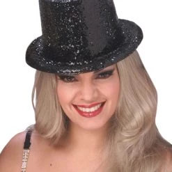 Rubies Costume Co. Inc Black Glitter Top Hat For Adults