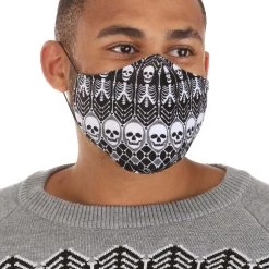 Guangzhou Fashion Travelling Goods Co. Ltd Skeletons Pattern Sublimated Face Mask For Adults -Cheap Halloween Store adult skeletons pattern sublimated face mask alt 4