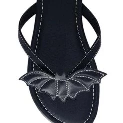Strange Cvlt Women's Bat Icon Sandals -Cheap Halloween Store bat icon sandals alt 3