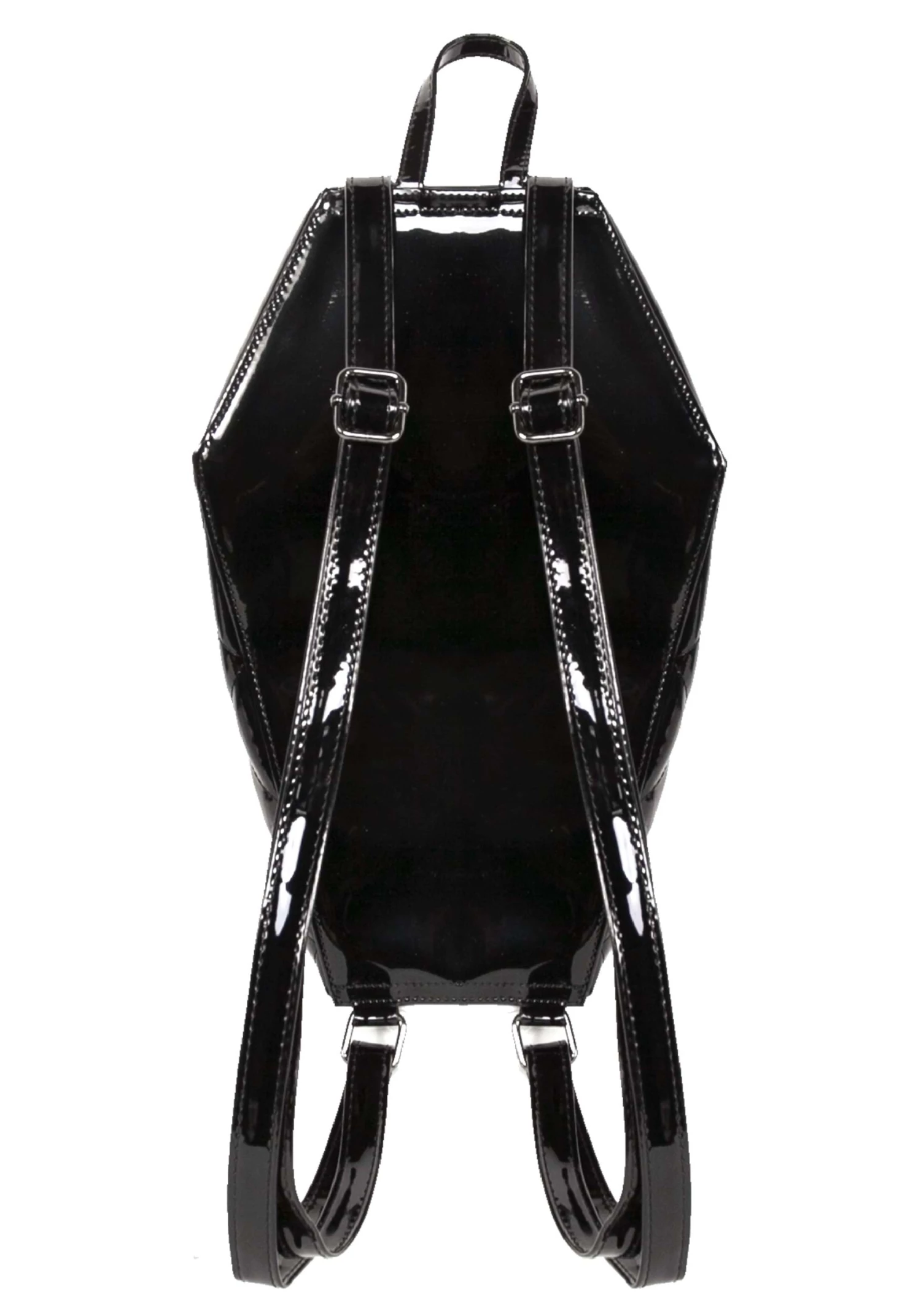 Rock Rebel Shop Black Bat Studded Quilted Faux Patent Coffin Backpack 2 Rock Rebel Shop Black Bat Studded Quilted Faux Patent Coffin Backpack - Image 2