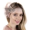 Zucker Feather Beige Flapper Headband With Rhinestones