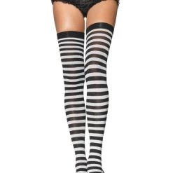 Leg Avenue Black And White Nylon Stockings
