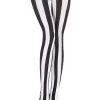 Music Legs Black And White Striped Tights For Women