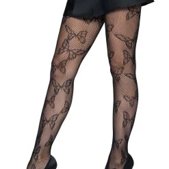 Leg Avenue Butterfly Net Black Tights -Cheap Halloween Store black butterfly net tights alt 2