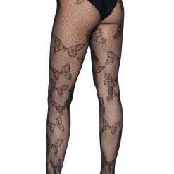 Leg Avenue Butterfly Net Black Tights -Cheap Halloween Store black butterfly net tights alt 4