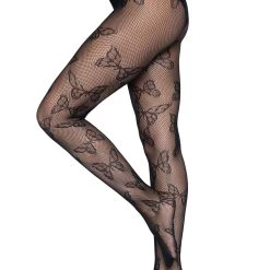 Leg Avenue Butterfly Net Black Tights -Cheap Halloween Store black butterfly net tights alt 5