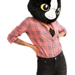 Sazac Adult Black Cat Mascot Head Mask