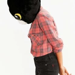 Sazac Adult Black Cat Mascot Head Mask -Cheap Halloween Store black cat mascot head mask for adults alt 2