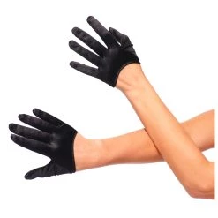 Leg Avenue Black Cropped Satin Gloves