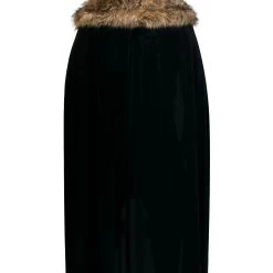 Partytime Costume & Lingerie (Yiwu) Factory Men's Black Faux Fur Collar Viking Cape -Cheap Halloween Store black faux fur collar viking cape back
