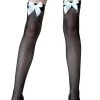 Leg Avenue Black Fishnet / White Bow Thigh Highs