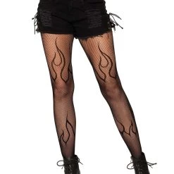 Leg Avenue Fishnet Black Flame Tights