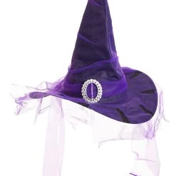 Jacobson Hats The Black Witch Hat With Purple Veil