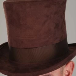Elope Adult Brown Top Hat -Cheap Halloween Store brown top hat alt 3