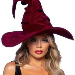 Leg Avenue Burgundy Ruched Velvet Witch Hat