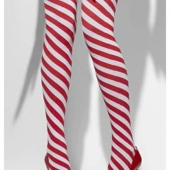 Smiffys Candy Cane Striped Thigh High Women's Stockings