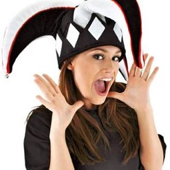 Elope Court Jester Black & White Plush Hat
