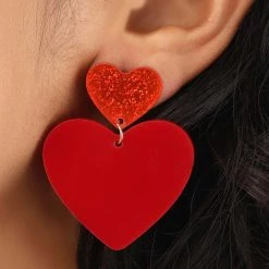 Anarchy Street Double Heart Drop Lucite Earrings