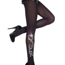 Music Legs Dragon Print Tights For Women