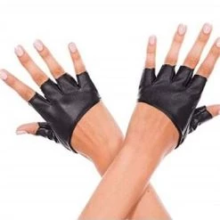 Music Legs Fingerless Black Cropped Gloves For Women