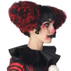 California Costume Collection Black And Red Clown Funhouse Wig -Cheap Halloween Store funhouse clown black and red wig alt 2