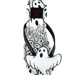 Strange Cvlt Ghost Icon Slip On Sandals -Cheap Halloween Store ghost icon sandals alt 4