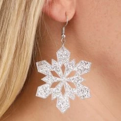 Anarchy Street Glitter Snowflake Earring Lucite