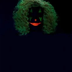 California Costume Collection Bright Red Glow In The Dark Curly Clown Wig -Cheap Halloween Store glow in the dark bright red curly clown wig alt 3