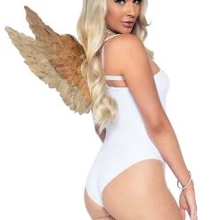 Leg Avenue Feather Wings With Gold Color -Cheap Halloween Store gold feather wings alt 2