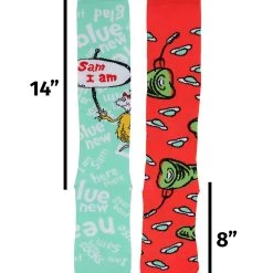 Elope Mismatched Green Eggs & Ham Knee High Costume Socks -Cheap Halloween Store green eggs ham mismatched knee high costume sock alt 2