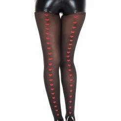 Music Legs Heart Backseam Tights For Women