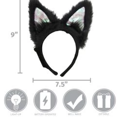 Elope Light-Up Black Cat LumenEars Glowing Headband 19 Elope Light-Up Black Cat LumenEars Glowing Headband -Cheap Halloween Store light up black cat lumenears headband alt 6