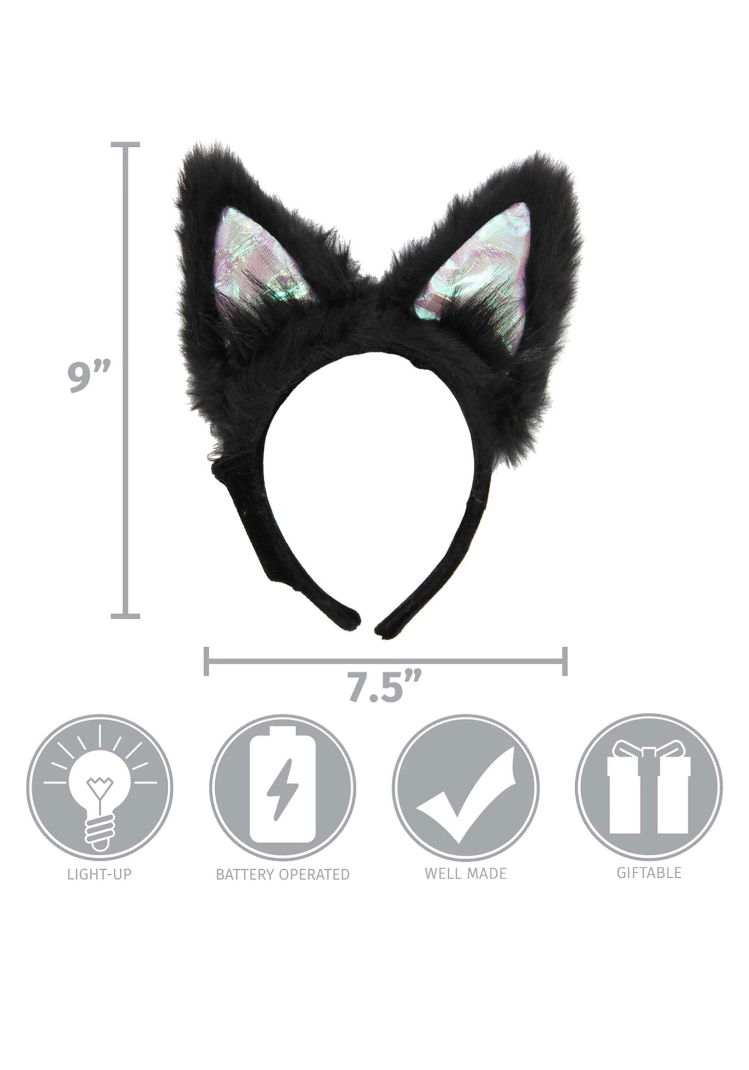 Elope Light-Up Black Cat LumenEars Glowing Headband 10 Elope Light-Up Black Cat LumenEars Glowing Headband - Image 10