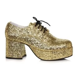Ellie Gold Glitter Platform Shoes For Men