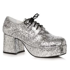 Ellie Silver Glitter Platform Shoes For Men