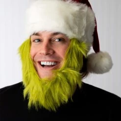 Elope Grinch Costume Hat With Fur Beard -Cheap Halloween Store mister grinch hat with fur beard alt 2