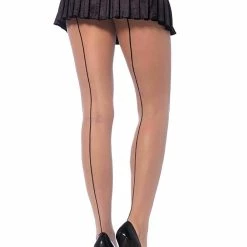Leg Avenue Nude Sheer Nylons With Backseam For Women