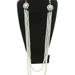 Fornovelty Pearl And Rhinestone Flapper Necklace