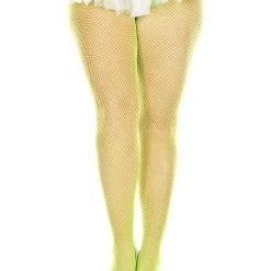 Music Legs Plus Size Neon Green Fishnet Tights For Women