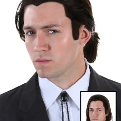 Partytime Costume & Lingerie (Yiwu) Factory Pulp Fiction Vincent Vega Wig And Bolo Tie Set