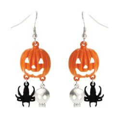 Western Fashion Spider Pumpkin Skull Earrings