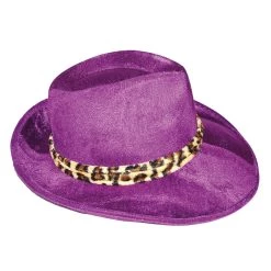 Funny Fashions Purple Velvet Leopard Costume Pimp Hat