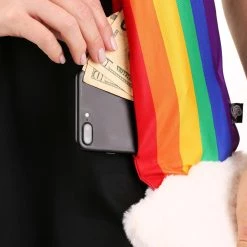 Elope Rainbow Plush Scarf With A Hidden Pocket -Cheap Halloween Store rainbow plush scarf with hidden pocket alt 2