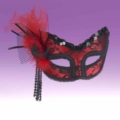 Forum Novelties, Inc Red Black Lace Half Mask