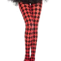 Music Legs Women's Red Diamond Jester Tights