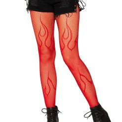 Leg Avenue Red Flame Net Tights For Women