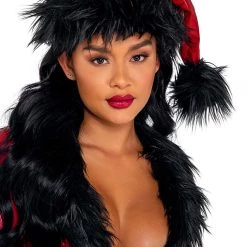 Roma Red Vinyl With Black Faux Fur Santa Hat