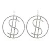 Western Fashion Dollar Sign Rhinestone Costume Earrings