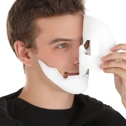 STICKFX Self-Adhering Skeleton Costume Mask With Separate Jaw Piece -Cheap Halloween Store self adhering skeleton mask with separate jaw pc alt 5