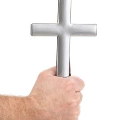 Woo Hing Silver Monk Cross Accessory -Cheap Halloween Store silver monk cross alt 2